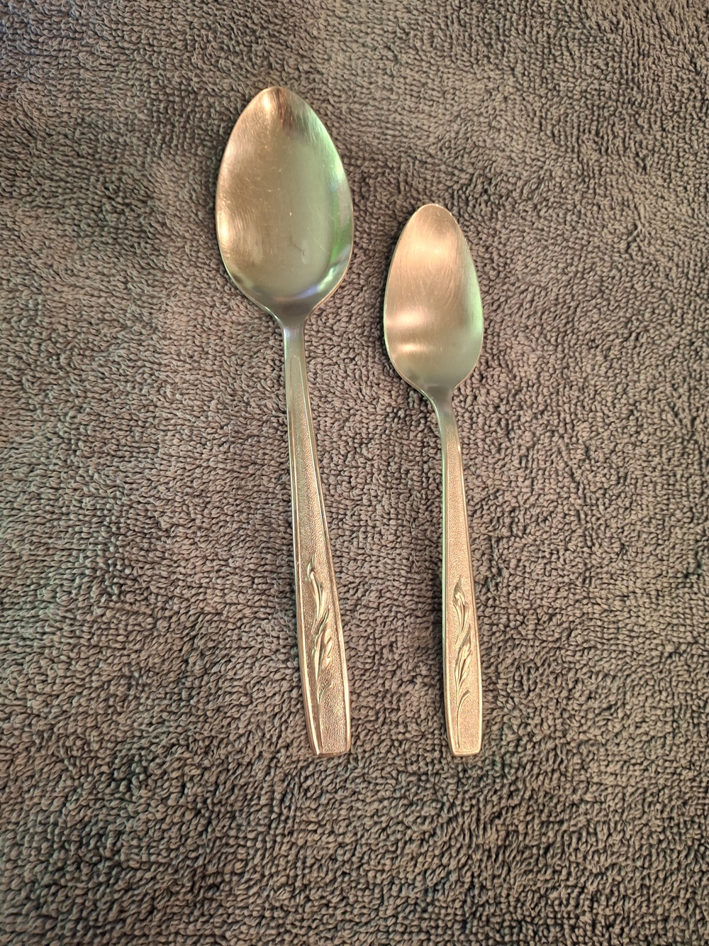 Oneida Silver-Tone Floral Handle Serving Spoons